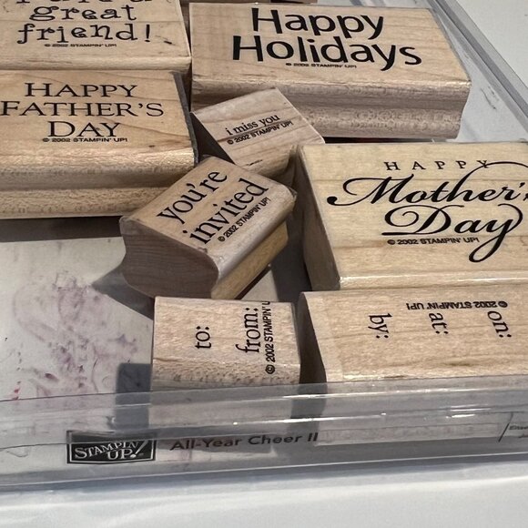 Stampin Up! All Year Cheer II Rubber Stamps Set Of 12 For Crafting & Scrapbookin - Picture 2 of 3